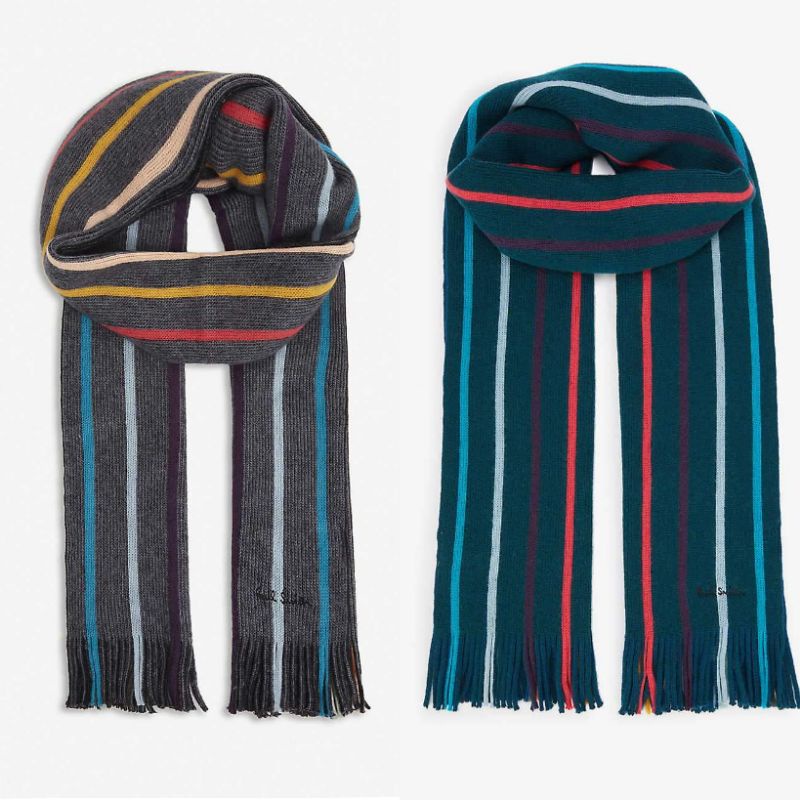 พร้อมส่ง ผ้าพันคอ PAUL SMITH Twisted Artist striped wool scarf