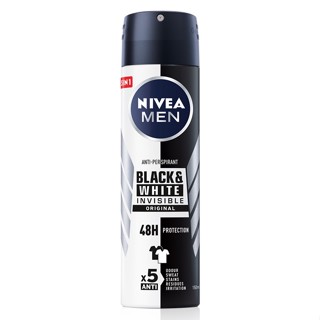 Nivea Deo Invisible For Black &amp; White Clear Spray นีเวีย สเปรย์ ระงับกลิ่นกาย ลดเหงื่อ ลดคราบขาวเหลือง ขนาด 150 ml 15147