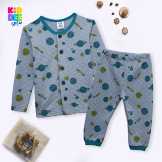 KiddeeCrew ชุดนอนเด็กสีฟ้าลายอวกาศ Space blue baby pajamas เหมาะสำหรับอายุ 1-14 ปี