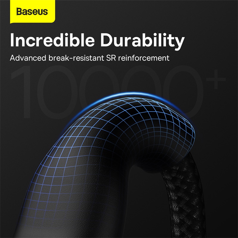 Baseus แฟลชไดรฟ์ อินพุตคู่ 100w และเอาท์พุตสามขา รองรับ QC18W สายข้อมูลสามเส้น PD 20W/PD 18W U + C เป็น M + L + C 1.2 ม.