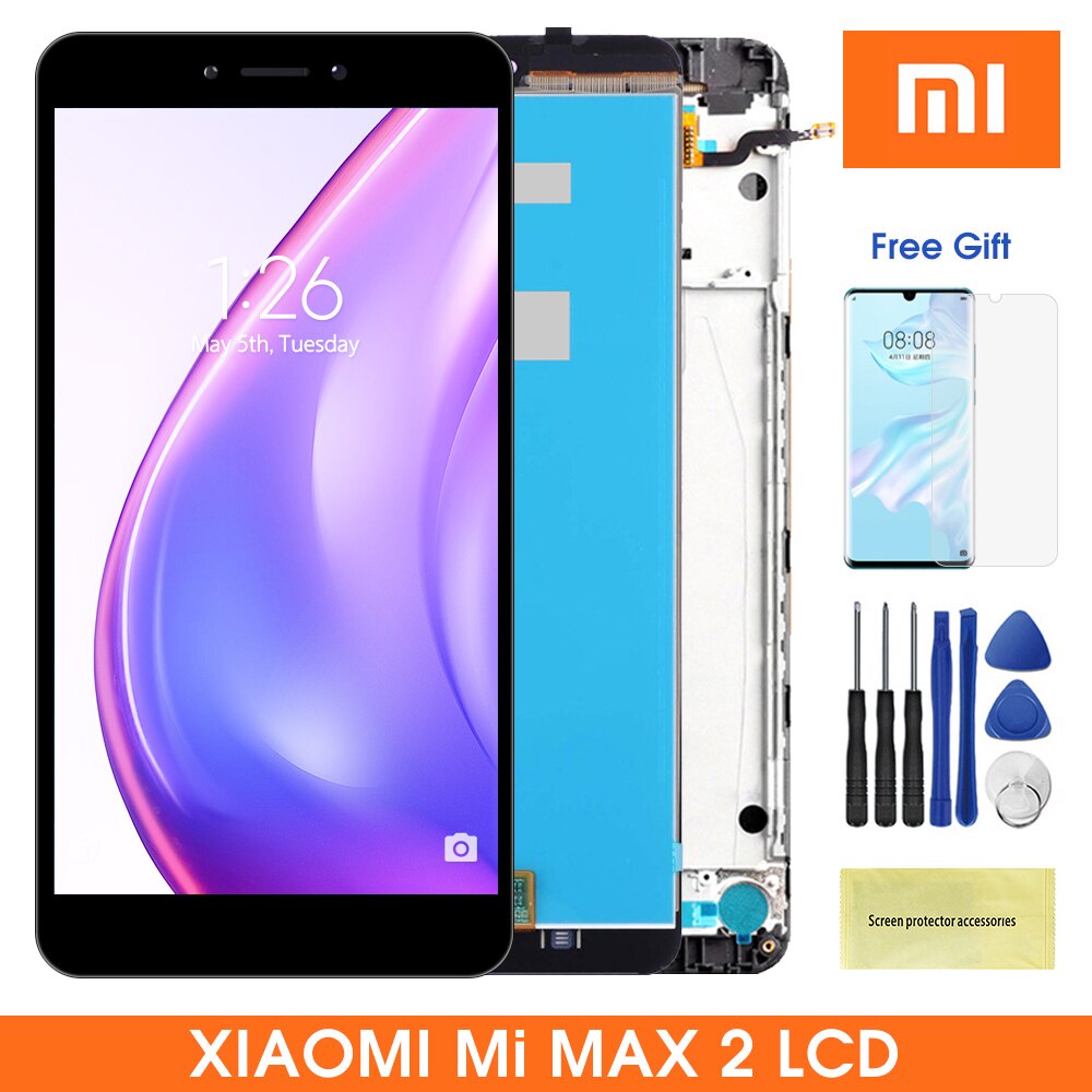 6.44''หน้าจอแสดงผล ของแท้ Max 2 พร้อมกรอบ สําหรับ Xiaomi Mi Max 2 MDE40 MDI40 LCD