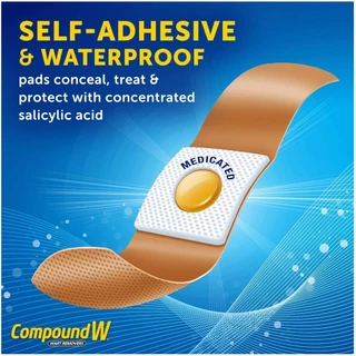 Compound W® Wart Remover Maximum Strength One Step Pads แผ่นแปะ กันน้ำ