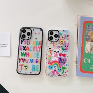 Casetify เคสโทรศัพท์มือถือ พลาสติก TPU อะคริลิค กันกระแทก ลายตัวอักษร มีลายด้านข้าง หลากสี สําหรับ iPhone 14 Pro MAX 14 Plus 13 Pro MAX 12 Pro MAX 11