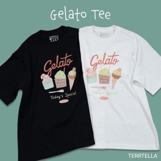 เสื้อสาวอวบ เสื้อวินเทจชาย เสื้อยืดสีขาวTerrtella เสื้อยืดคอกลม ลาย GelatoS-4XL เสื้อยืดสีพื้น Tee