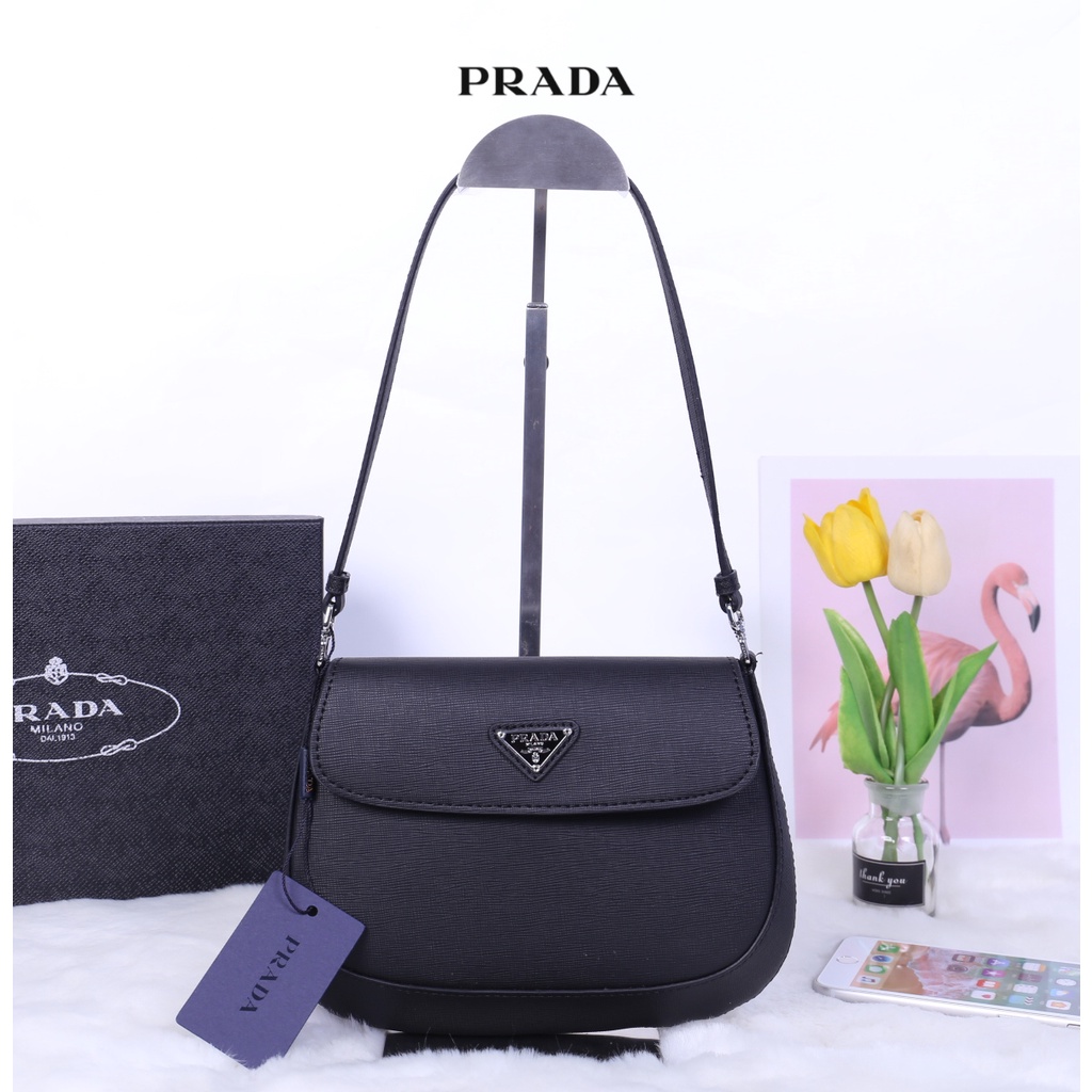 Prada Cleo Saffiano leather shoulder bag with flap [Premium gift]