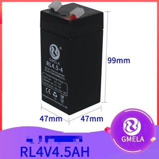 แบตเตอรี่(แห้ง) ยี่ห้อ Aroma / GMELA / MORKCY :  รุ่น 2-FM-4.5( 4V4.5Ah /20hR) เหมาะสำหรับรถเด็กเล่น/ตาชั่ง/UPS