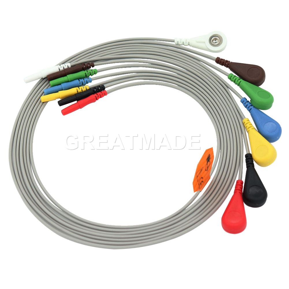 Holter Recorder ECG ผู้ป่วยสาย Din 1.5 5 ตะกั่ว Snap 4.0 AHA มาตรฐานสําหรับ Din1.5 เครื่องมือ Holter