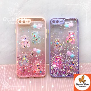 Oppo A5/2020 A16 A31 2020 A71 5G A93 เคสมือถือ TPU ขอบสีกันกล้อง กากเพชรกริตเตอร์ไล่สีติดอไหล่หมี