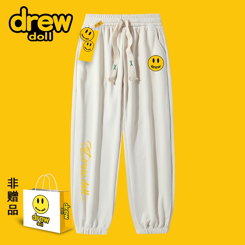 Drew Co-Branded กางเกงวอร์มขายาวลําลอง ทรงหลวม ทรงตรง ลายหน้ายิ้ม แนวสตรีท สําหรับผู้ชาย และผู้หญิง ราคา ถูกที่สุด ดีลบีเคเค แกลเลอรีภาพที่ 2