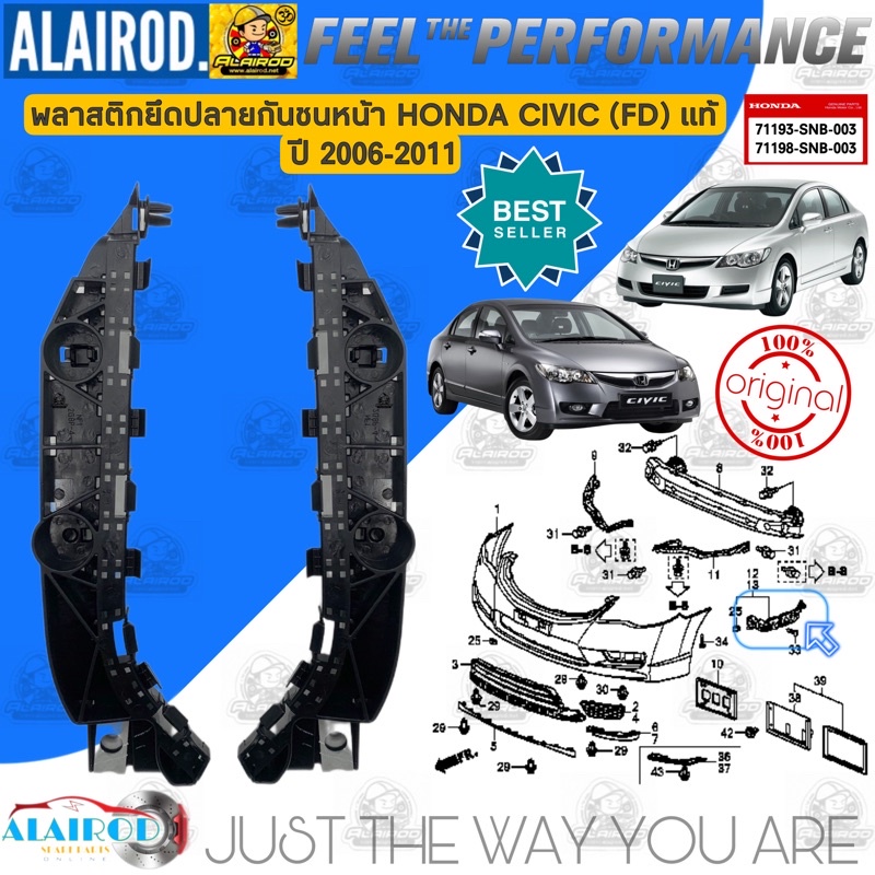 แท้ ????% พลาสติกยึดกันชน หน้า / กิ๊บล๊อคกันชนหน้า Honda Civic (FD) ปี 2006-2011 นางฟ้า ขายึดกันชนหน้า