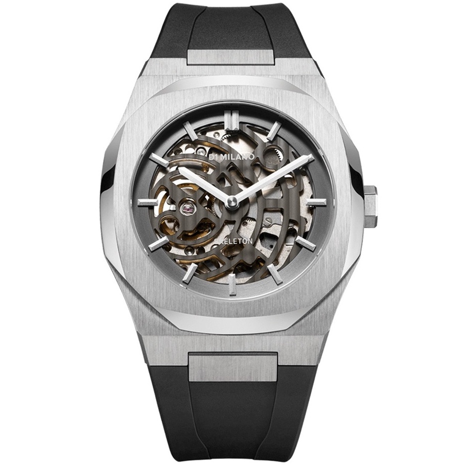 D1 milano SILVER SKELETON 41mm Sapphire//SEIKO NH70A สวย วัสดุดี สายยางใส่สบาย หรูหราในราคาเบาๆ ประก