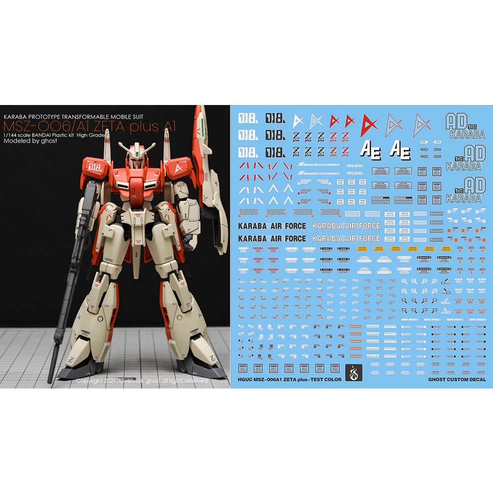 YAN GHOST HGUC ZETA Z PLUS A1 Plus-Test Color Fluorescence Water Slide Decals