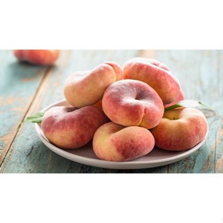 พีช ลูกพีช ลูกพีชโดนัท Donut Peach นำเข้าจากประเทศอเมริกา เกรดพรี่เมี่ยม (ราคา / 1 แพ็ค )