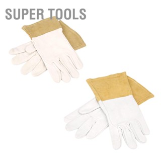 Super Tools ถุงมือหนังแกะ แบบนิ่ม ทนความร้อน สําหรับเชื่อม Tig