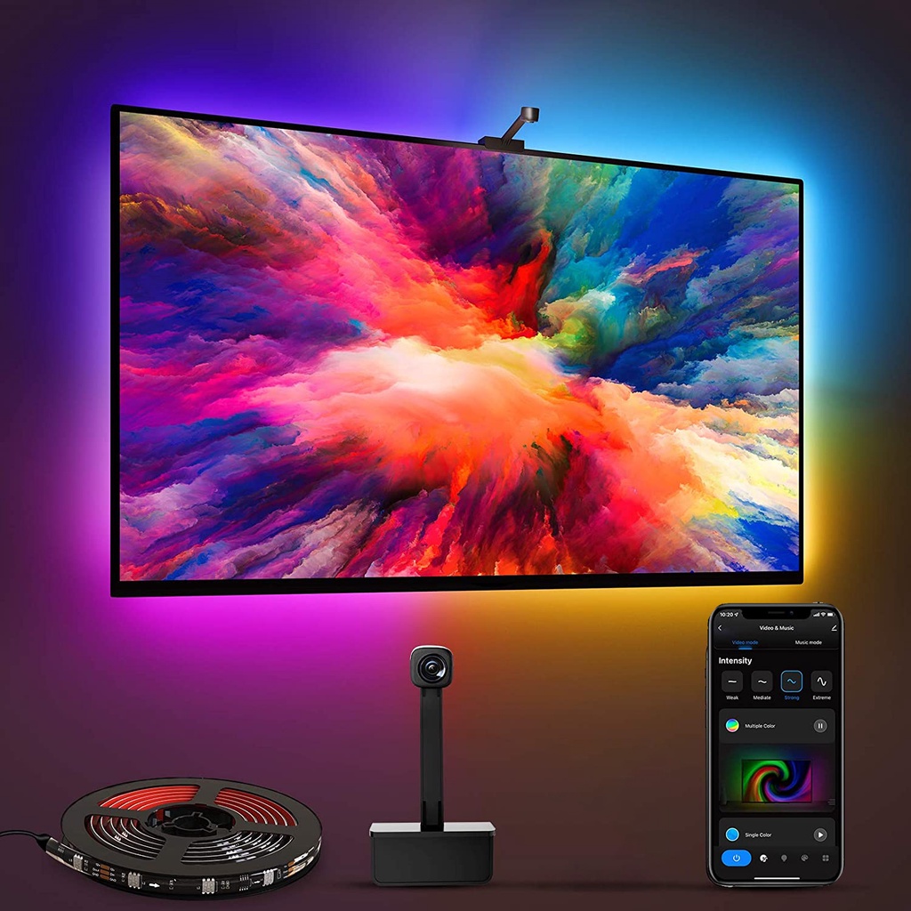 ไฟ led tv RGBIC WiFi สำหรับทีวี 25-65 นิ้ว การตกแต่งห้องเกม