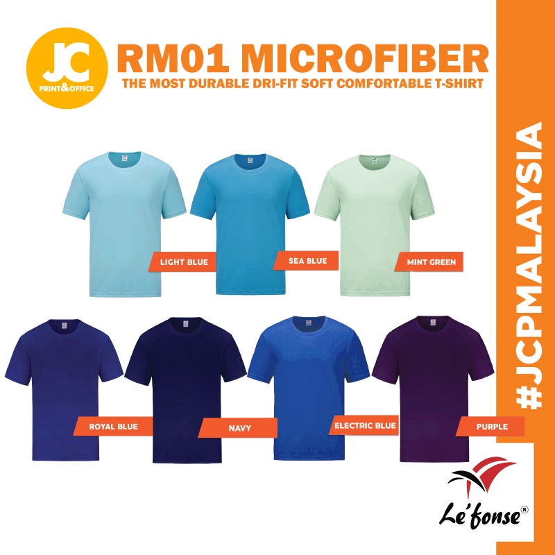 JCP x LEFONSE เสื้อยืด Microfiber Dri-Fit ทนทานที่สุด RM01 เสื้อยืดชุดกีฬา Unisex Baju Koshang - RM0