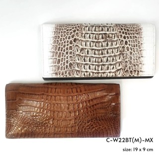 Prang Crocodile Leather Long Bi-fold Wallet กระเป๋าสตางค์ สองพับยาว หนังจระเข้ C-W22BT(M)-MX