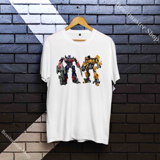 เสื้อยืดสีพื้น ชุดเซ็ต 2 ชิ้น เสื้อยืด Bumblebee Transformers คอกลม นุ่ม อ่อนเยาว์ O15TSF025 Tee