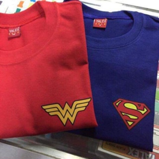 Tee เสื้อโอเวอร์ไซ วันเดอร์วูแมนและซูเปอร์แมนเสื้อยืด Unisex ;WH เสื้อวินเทจผญ เสื้อผู้ชายเท่