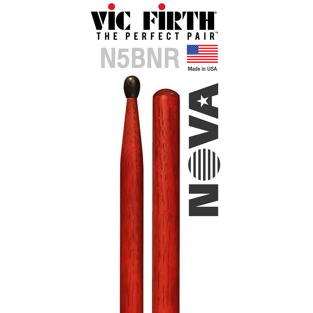 Vic Firth® N5BNR ไม้กลอง NOVA 5B หัวไนลอน Hickory ( NOVA Drumsticks )