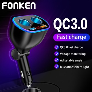 Fonken อะแดปเตอร์ที่จุดบุหรี่ในรถยนต์ USB QC3.0