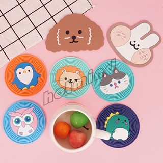 HotMind ที่รองแก้ว PVC ลายการ์ตูน วัสดุกันลื่น ​ล้างได้  ทนความร้อน Cartoon PVC Coaster