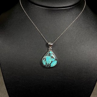 จี้หินเงินแท้ เทอควอยซ์ ธรรมชาติ (Turquoise from Tibet Pendant with 925 Silver)