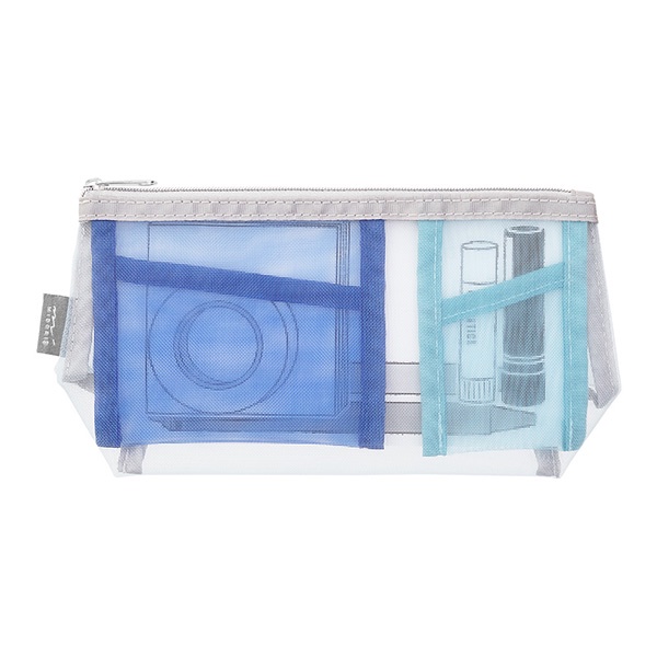 MIDORI Pen & Tool Pouch Mesh with gusset Light Blue (D53353006) / กระเป๋าอเนกประสงค์แบบมีก้น สีฟ้าอ่อน แบรนด์ MIDORI