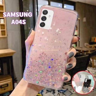 เคสโทรศัพท์มือถือแบบนิ่ม TPU ใส แต่งกลิตเตอร์ดาว ไล่โทนสี หรูหรา สําหรับ Samsung Galaxy A04S A04 S SamusngA04S