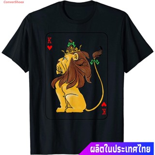 Tee เสื้อยืดลำลอง OZ Lion Card King Of The Jungle Wizard Of OZ Cowardly Lion T-Shirt Sports T-shirt