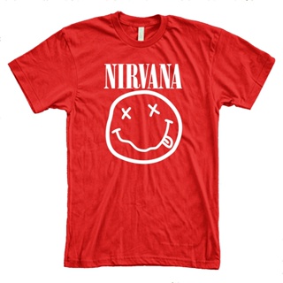 เสื้อยืด เสื้อแฟชั่นผญ - MRL พิมพ์ Nirvana โลโก้สีขาวเสื้อยืด Unisex Gildan วงเสื้อเกมรถจักรยานยนต์