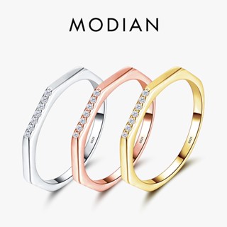 Modian แหวนเงินแท้ 925 ซ้อนกันได้ 3 สี เครื่องประดับแฟชั่น สําหรับผู้หญิง