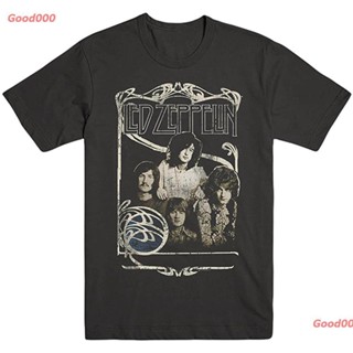 Good000 เลด เซพเพลิน วงร็อค เสื้อยืดพิมลาย Led Zeppelin Mens 1969 Band Photo T-Shirt Black เสื้อยืดผู้ชาย เสื้อเชิ้ตหญิ