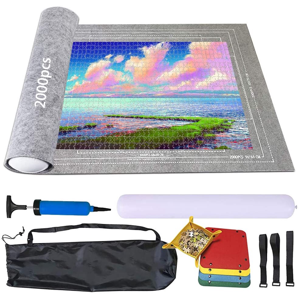 ☃❃Jigsaw Puzzle Mat Roll Up Puzzle Keeper Puzzle Saver 1500,2000 Pieces Felt Puzzle Mat Set with 4 P
