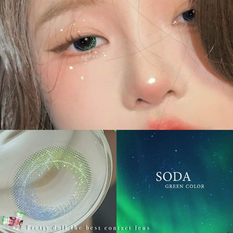 คอนแทคเลนส์ รุ่น Soda สีเขียว/Green มีค่าสายตา (0.00)-(-6.00)