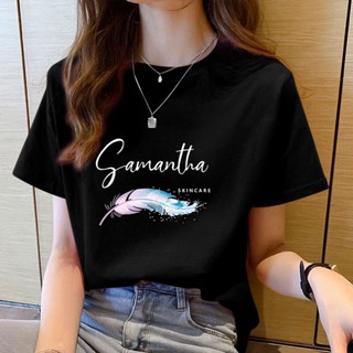 พร้อมส่ง เสื้อยืดแขนสั้นฤดูร้อนใหม่ เสื้อยืดแขนสั้นพิมพ์ลายลำลอง เสื้อยืดสีขาวคอกลม เสื้อผ้าผู้หญิง เสื้อผ้าผู้หญิง#w35เ