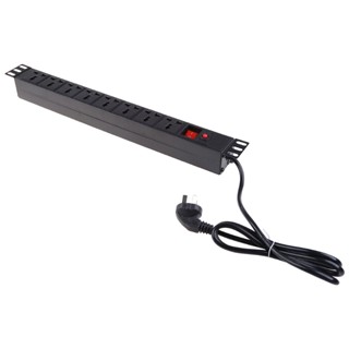 รางปลั๊กพ่วง 1U PDU 8 ช่อง 250V 10A ทนทาน พร้อมสวิตช์ไฟ