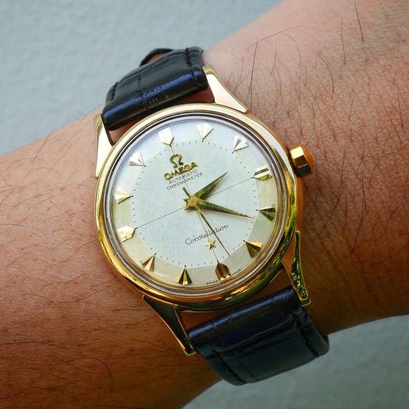 Omega Constellation 14k solid gold pie pan crosshair dial with solid gold หอดูดาว 12 เหลี่ยม หลักว่า