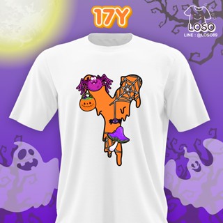 ลายตัวอักษรรุ่น  Halloween เสื้อขาว (Y Z  )