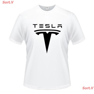 เสื้อคู่ Sort.V New ใหม่ Tesla Mens T เสื้อขายร้อนแขนสั้นผ้าฝ้ายพิมพ์เสื้อยืดสีขาว เสื้อยืดผ้าฝ้าย