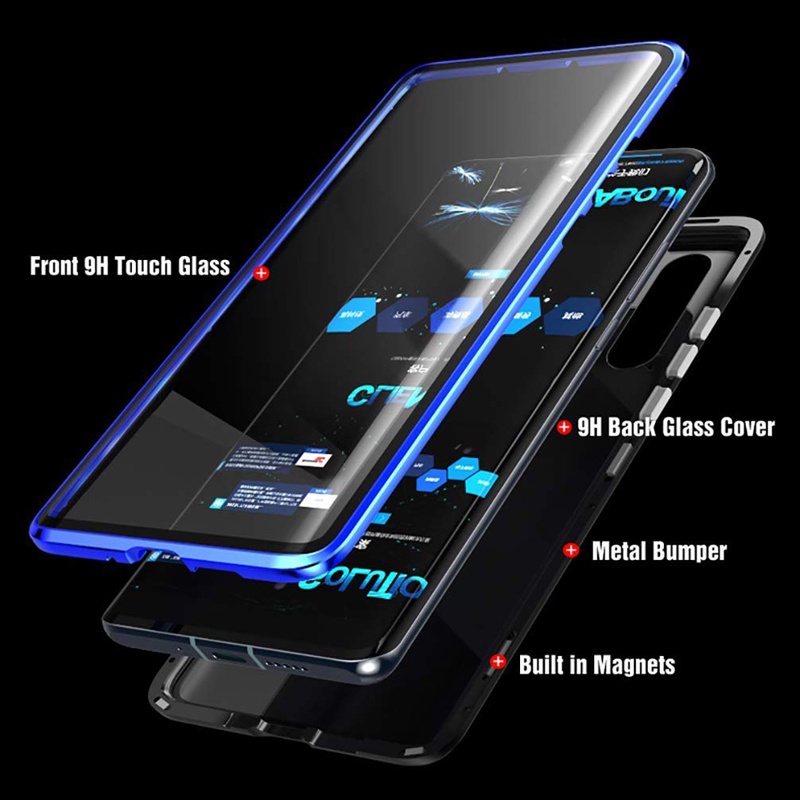 Double Side 360 Degree Magnetic Adsorption Glass Case for Huawei Nova 3i 3E 4 4E 5 5i Pro Cover for Huawei Y9prime2019 C
