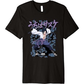 เสื้อเด็กหญิง เสื้อขาว เสื้อยืดแขนสั้นนารูโตะ Naruto Shippuden Sasuke Curse Premium T-Shirt  Naruto