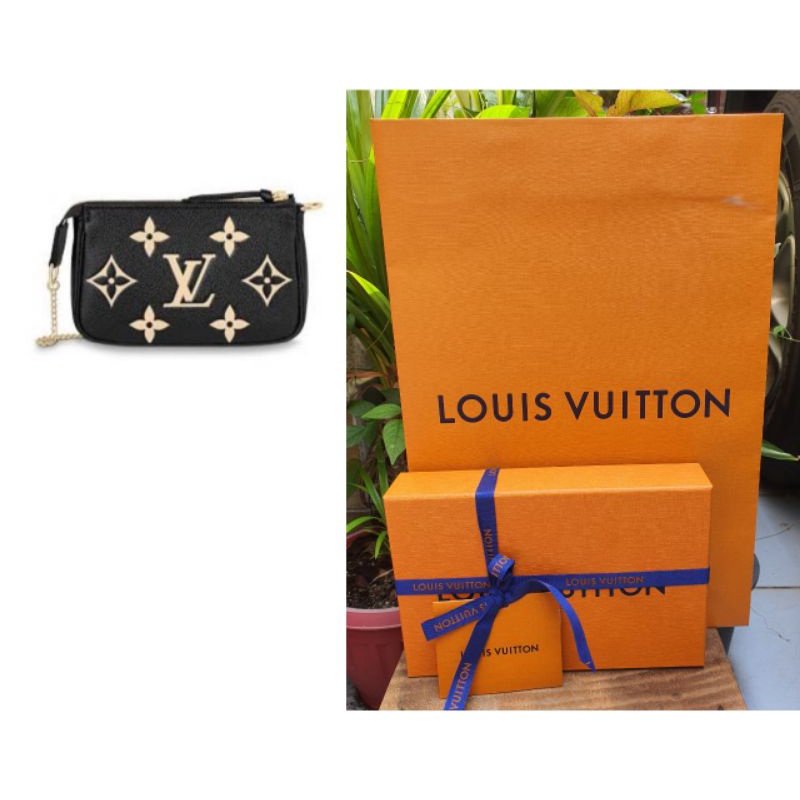 กระเป๋า LV Louis vuitton mini pochette accessories bicolor monogram empreinte ใหม่ แท้ unbox ได้เอง full set copy rec