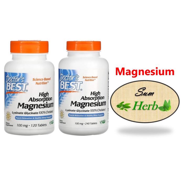 (พร้อมส่ง) Doctor's Best, High Absorption Magnesium, 120/240 Tablets. แมกนีเซียม ช่วยกระบวนการเผาผลาญ คลายเครียด