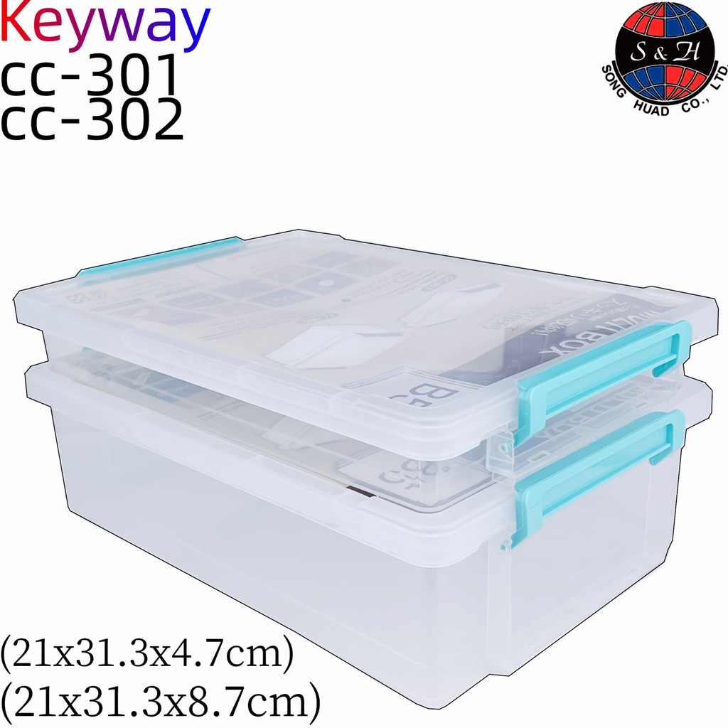 Keywayกล่องใส่ของอเนกประสงค์ มีหูล็อค เป็นเซทกล่อง 3ใบ ฝาปิด1ใบ เเข็งเเรง ทนทาน น่าใช้งาน รุ่น CC-1121