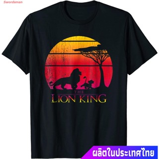 Tee เสื้อยืด เสื้อยืดแขนสั้น Disney Lion King Vintage Sunset Logo Graphic T-Shirt Popular T-shirts