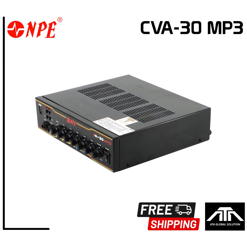 NPE CVA-30MP3 เครื่องขยายเสียง 30 วัตต์ 8 โอมห์ 2 ไมค์, 1 Aux, มีอีควอไลท์เซอร์ USB MP3 player เครื่องขยายเสียง