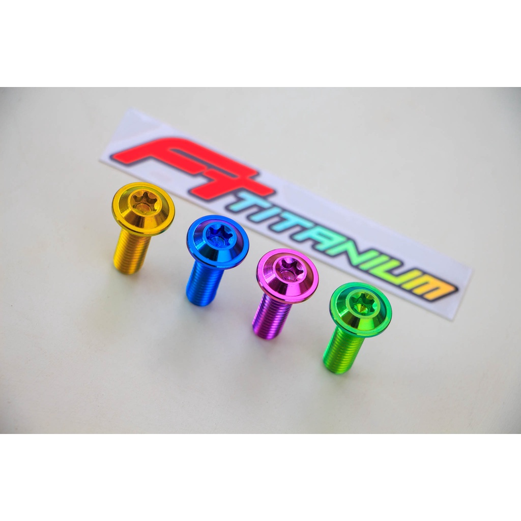 น็อตไทเทเนียม M8 จานดิส เรียบหัวดาว (ไม่มีบ่า)