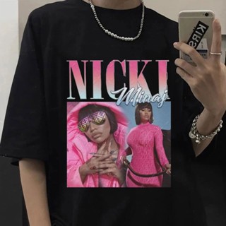 ผ้านุ่ม เสื้อยืดแฟชั่น เสื้อยืด พิมพ์ลายกราฟฟิคนักร้อง Nicki Minaj 90S สไตล์วินเทจ สตรีท สําหรับผู้หญิง