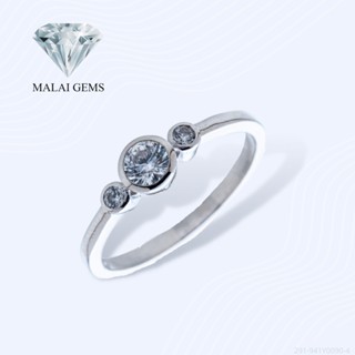 Malai Gems แหวนเพชร เพชรชู ฝังแบบหุ้ม เงินแท้ 925 เคลือบทองคำขาว ประดับเพชรสวิส CZ รุ่น 291-941Y0090-4 แถมกล่อง